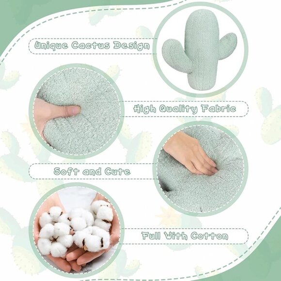 NEW Throw Pillow 16 Inches Cactus Shape Pillow 3D Succulent Pillow Aesthetic - Picture 4 of 10